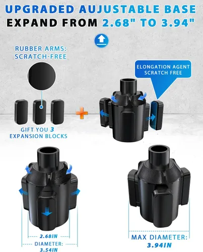 Vista 8 de IPOW Paquete de 2 expansores de portavasos para automóvil con soporte ajustable y base, compatible con Yeti Ramblers, Hydro Flasks, la mayoría