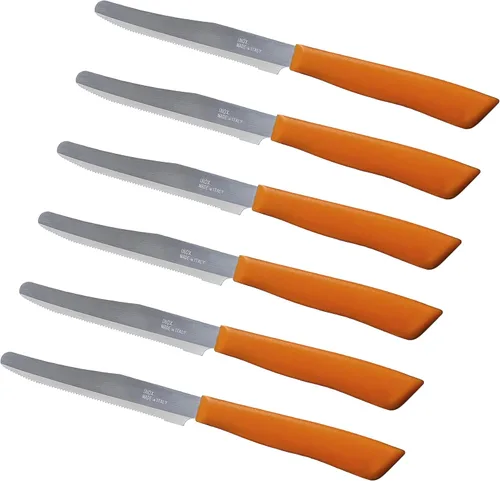 Vista 10 de Tredoni Juego de 6 cuchillos de cocina - Hoja dentada de 4.3", punta Celeste