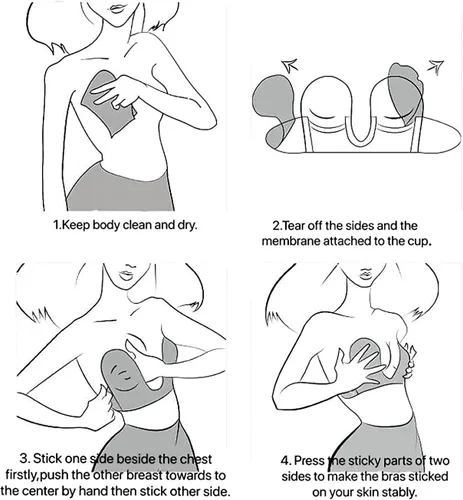 Vista 5 de Dopheuor Push Up Plunge Strapless Sticky Adhesive Bra Deep U-Shaped Invisible Backless Bra for Women Beige