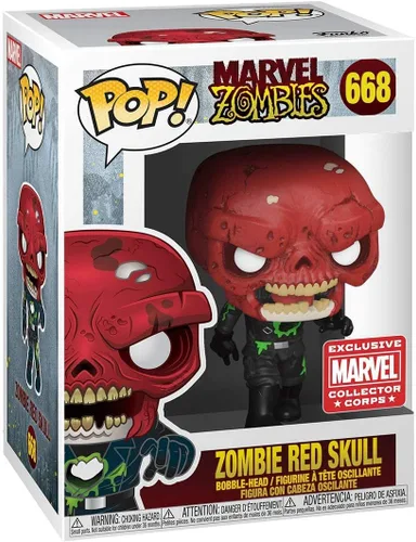 Vista 3 de Funko Pop Zombie Cráneo Rojo Marvel Zombies Marvel Collector Corps Exclusivo