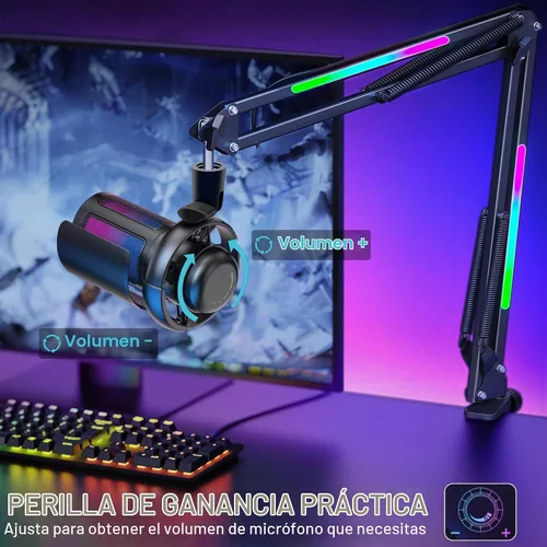 Vista 4 de KingSom Micrófono USB para juegos,Micrófono de condensador de cancelación