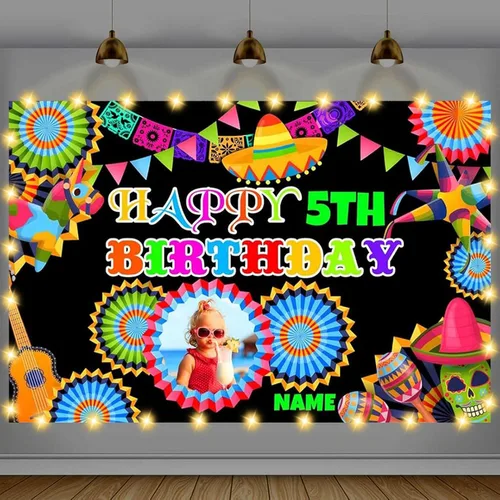 Vista 10 de Cartel de feliz cumpleaños beige personalizado para telón de fondo grande de feliz cumpleaños, globo aerostático, fiesta, interior y exterior