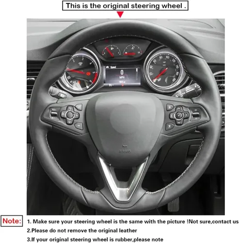 Vista 3 de HATHWAY Fit for Vauxhall Zafira (C) 2016-2018,Car Steering Wheel Cover,Car Black Steering Wheel Cover,Car Hand-Sewn Steering Wheel Cover
