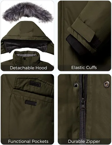 Vista 4 de ZSHOW Abrigo de invierno cálido para niños, parka impermeable con capucha