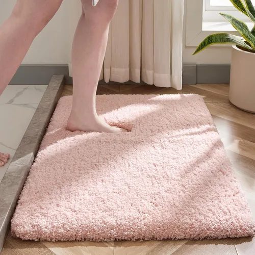 Vista 26 de Disolla - Alfombra antideslizante pequeña y esponjosa para el suelo del baño, lavable, afelpada, para ducha, absorbente, color beige, 17 x 24