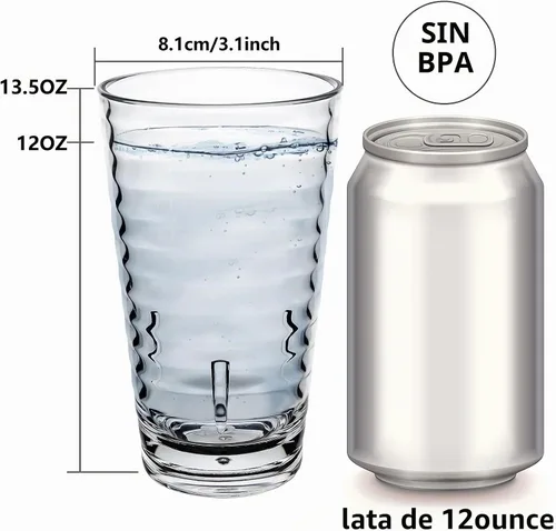 Vista 2 de ALIMOTA Vasos de plástico [acrílico irrompible] vasos de plástico para agua, juego de 4 vasos de 13 onzas, a prueba de roturas, aptos