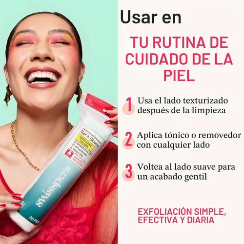 Vista 6 de Swisspers - Círculos exfoliantes premium de algodón – 80 unidades (paquete de 3) – 100% algodón puro, almohadillas de superficie de doble cara