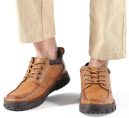 Vista 6 de Men Shoes Leather Casual Shoes Classics Slip on Shoes for Men Work Bussiness Office Drving Sneaker