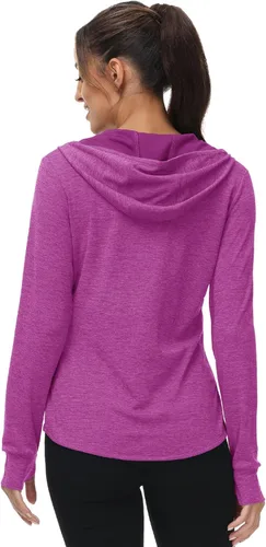 Vista 60 de TBMPOY Chaquetas con capucha y protección solar UPF 50+ para mujer, ligeras, de manga larga, para senderismo, exteriores, con cremallera completa