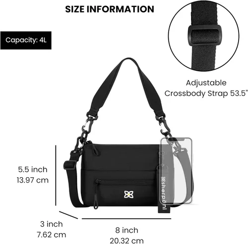 Vista 134 de Sherpani Skye - Bolso cruzado pequeño, de nailon, ligero, para mujer, con protección RFID