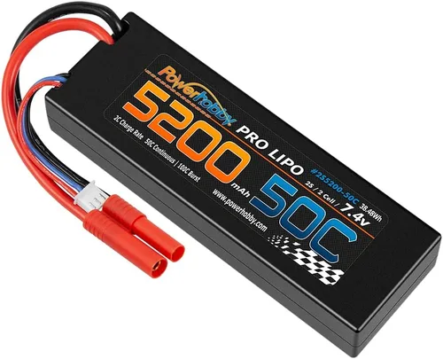 Vista 2 de Powerhobby 2S 7.4V 5200mah 50C Lipo Batería con REDCAT 0.157 in Plug