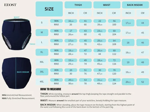Vista 6 de Pañales de natación reutilizables para adultos, ropa de baño para necesidades especiales para incontinencia, cubiertas de pañales de tela Negro