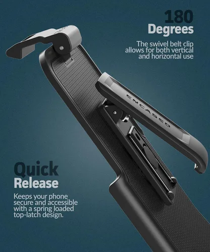 Vista 3 de Encased SlimShield para iPhone 14 Funda con Clip para Cinturón con Soporte para Teléfono (Compatible con MagSafe) Negro Mate (iPhone 14)