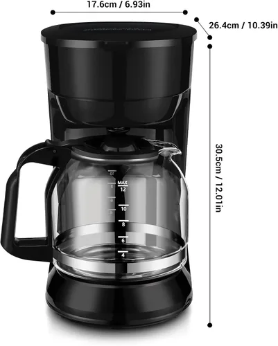 Vista 2 de LovingStar Cafetera de goteo de 12 tazas, apagado automático, control de temperatura, 1.8L, color negro