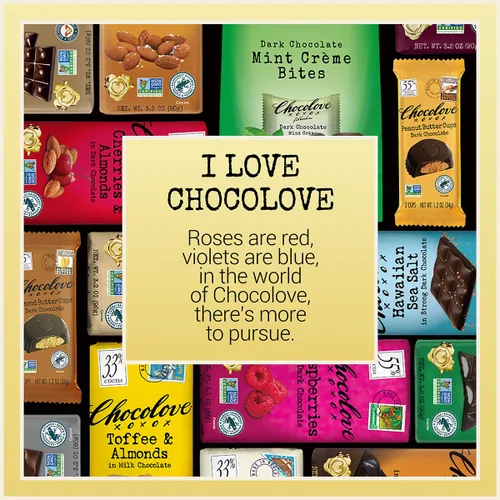 Vista 7 de Chocolove Barras de chocolate negro 55% cacao Elaboradas con chocolate suave semidulce premium Sin OMG, certificado Rainforest Alliance, barra