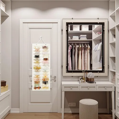 Vista 2 de Organizador de pinzas colgantes para el cabello, organizadores y almacenamiento para mujeres y niñas, soporte de pinzas para el cabello para pared