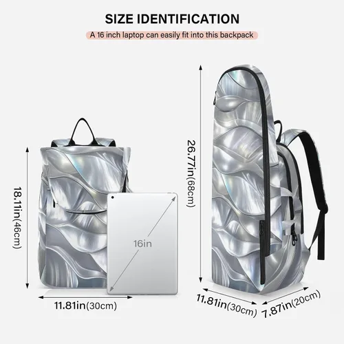 Vista 3 de Mochila de tenis para mujer y hombre, transpirable, con carcasa plateada, bolsa de viaje deportiva para hombres y mujeres, bolsa deportiva de tenis