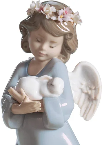 Vista 2 de LLADRÓ Figura de ángel del amor celestial. Figura de ángel de porcelana.