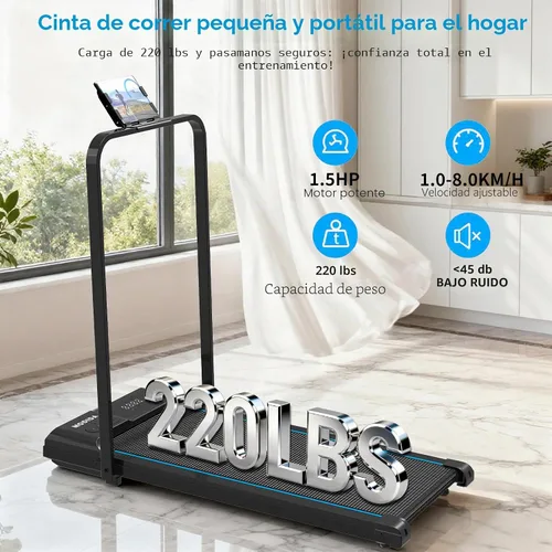 Vista 5 de 3 in 1 Under Desk Treadmill with Incline Walking Pad for Home & Office Negro