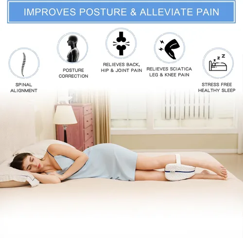 Vista 6 de BEAUTRIP Almohada de rodilla para dormir de lado, almohadón de espuma viscoelástica con contorno de cuña, cojín de apoyo con funda lavable