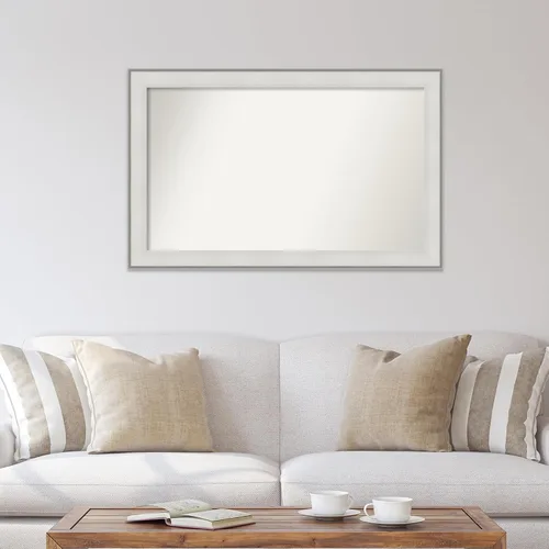 Vista 5 de Amanti Art Espejo de baño blanco para sobre el fregadero, 30 x 47 pulgadas, espejo de tocador rectangular blanco imperial, marco de madera Imperial