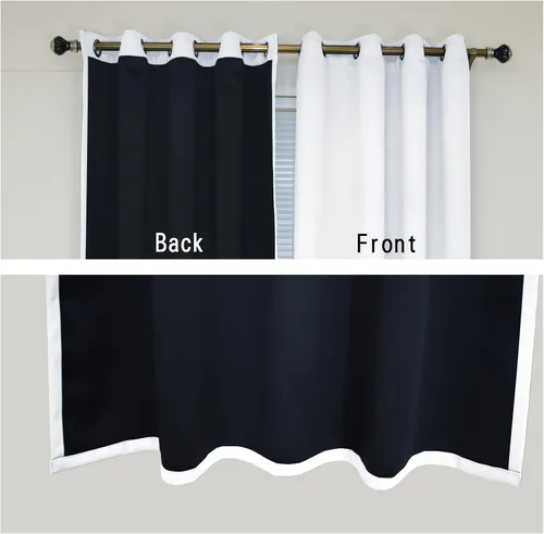 Vista 20 de Cortinas opacas para dormitorio con línea negra, 100 % opacas, con aislamiento térmico, cortinas largas para sala de estar, tratamiento de ventanas