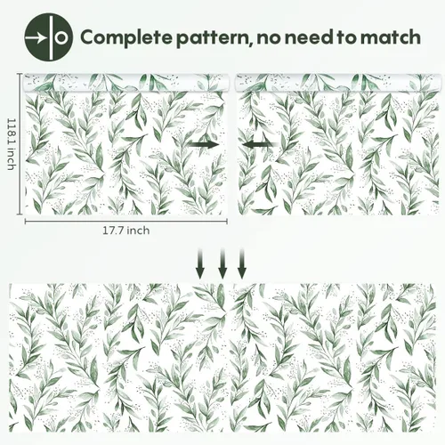 Vista 6 de Beautyhero Papel tapiz autoadhesivo para despegar y pegar de 17.7 x 590.5 pulgadas, papel de contacto floral con hojas de color verde oliva, papel