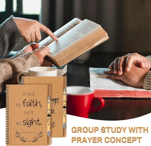 Vista 6 de Sayglossy 40 unidades de regalos cristianos a granel, cuaderno inspirador en espiral, versículo de la Biblia, bolígrafo pequeño de oración