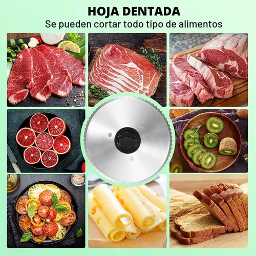 Vista 4 de OSTBA Máquina cortadora de carne para el hogar, cortadora eléctrica de alimentos con cuchillas extraíbles de acero inoxidable de 6.7 pulgadas