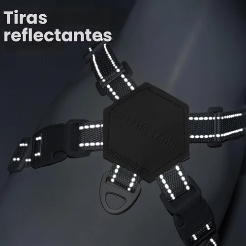 Vista 5 de Patas Lague Juego de arnés para perro con correa, ajustable, suave, acolchado, chaleco de entrada para perro, sin estrangulamiento, sin tirones Negro