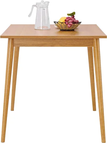 Vista 6 de Panana Mesa de comedor moderna de 47 pulgadas, mesa de cocina con patas de madera maciza, acabado de roble, mesa de comedor para el hogar, muebles