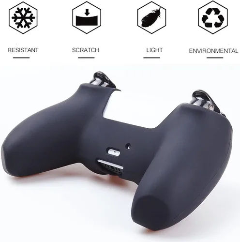 Vista 4 de Funda de silicona para controlador PS5, 1 funda antideslizante con 10 empuñaduras de joystick para Playsation 5 Controller Wireless Gamepad