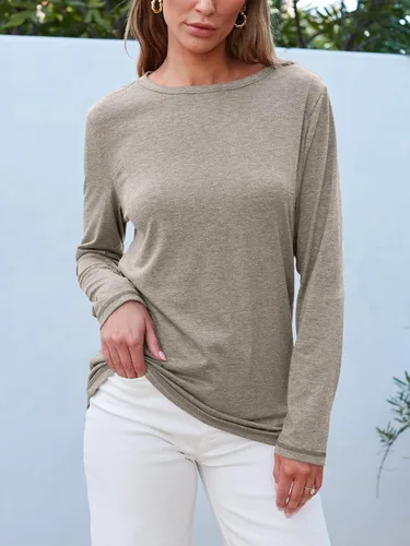Vista 32 de SUNBS Paquete de 3 camisas de manga larga para mujer, ajuste holgado, ropa de otoño, ropa de moda 2025, camisetas básicas de entrenamiento, trajes