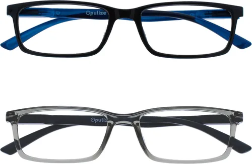 Vista 12 de OPULIZE SEE - Gafas de lectura con bloqueo de luz azul para mujeres y hombres, marco estrecho, bisagras de resorte, anteojos de juegos para negro