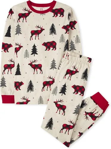 Vista 3 de The Children's Place - Conjunto de pijama de Navidad a juego para la familia, ajuste cómodo, 100% algodón, adulto, niño grande, niño pequeño, bebé, M
