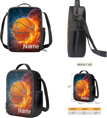 Vista 200 de FOR U DESIGNS Fuego baloncesto impreso niños escuela mochilas viaje mochila libro bolsa
