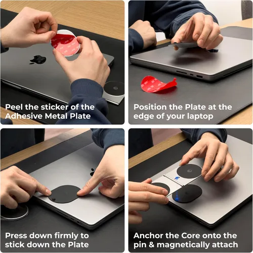 Vista 2 de Rolling Square Edge Pro Core - Soporte magnético para teléfono con base para computadoras y tabletas Placa de metal adhesiva segura o modo