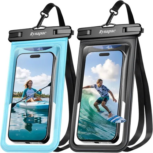 Vista 22 de Rynapac Funda impermeable para teléfono [hasta 8.5 pulgadas], paquete de 2, funda impermeable IPX8 con cordón para iPhone 17, 16, 15 Pro Max