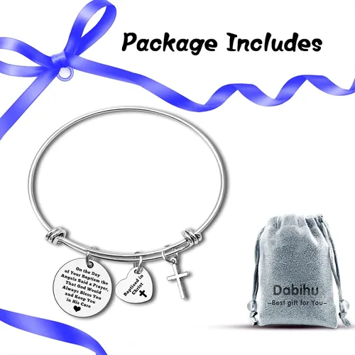 Vista 7 de Pulsera de bautismo, regalo de bautismo para ella, regalo religioso cristiano para mujeres, regalo bautizado, regalo de primera comunión, brazalete