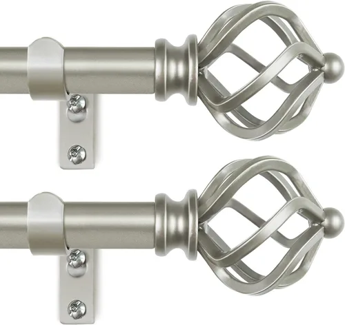 Vista 16 de KAMANINA Barra de cortina plateada de 32 a 58 pulgadas, varillas de Plata envejecida