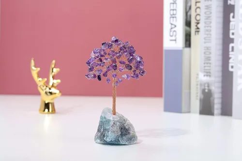 Vista 7 de Jovivi Paquete – 2 artículos de racimos de amatista, cristales naturales de geoda cruda Healng piedra + árbol de cristal de amatista cristales