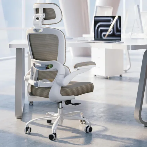 Vista 20 de TRALT Silla ergonómica de oficina, silla de escritorio con reposacabezas ajustable, silla de computadora de soporte lumbar, silla cómoda de malla