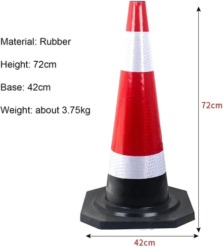 Vista 2 de ASSICON Metal Bolardo aparcamiento rojo y blanco postes de seguridad para calzadas Bolardos de seguridad Diseño cónico Barrera de estacionamiento