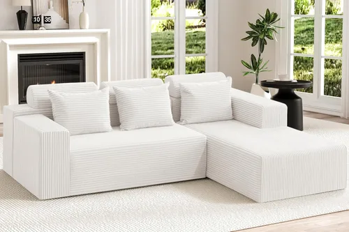 Vista 9 de Homguava - Sillones seccionales modulares para sala de estar, sofá de 101" en forma de nube con chaise en L, cómodo sofá de sala de estar