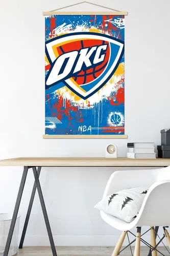 Vista 5 de Trends International NBA Oklahoma City Thunder - Póster de pared con logotipo Maximalist 23 con marco magnético