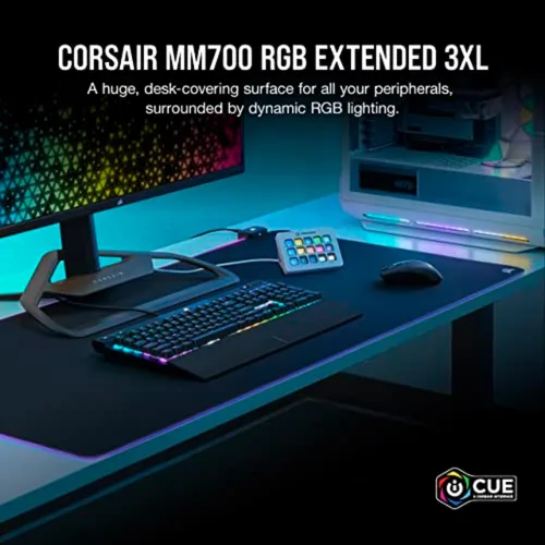 Vista 2 de Corsair MM700 RGB Extended 3XL Alfombrilla de ratón de tela para juegos/Alfombrilla de escritorio - Superficie de tela masiva de 1,220mm x 610mm