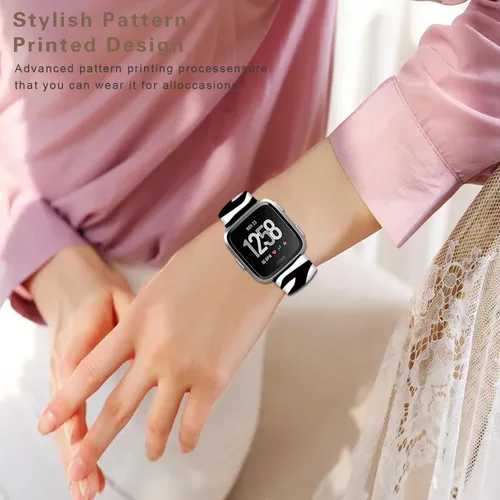 Vista 5 de Correas de reloj de silicona suave compatibles con Fitbit Versa 2/Versa/Fitbit Versa Lite/SE, correa de repuesto con bonito patrón floral de 0.98
