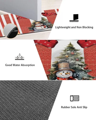 Vista 2 de Tapete de baño de Navidad para bañera, antideslizante, de secado rápido y absorbente, tierra de diatomeas, fregadero, dormitorio, cocina, lavable