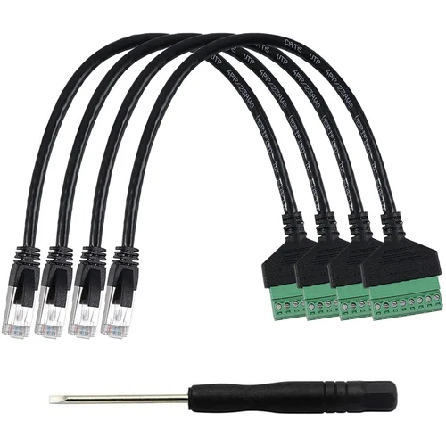 Vista 8 de 4 conectores hembra RJ45 a 8 pines de 1 pie de conector de terminal de tornillo, terminal de tornillo RJ45 8P8C para extensor Ethernet Cat6 Cat5 AV