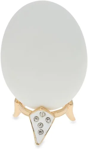 Vista 5 de Soporte para huevos de metal en tono dorado con rombos blancos